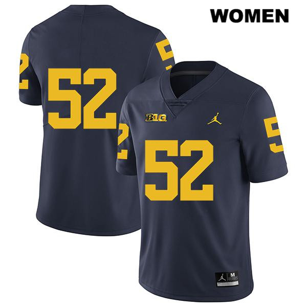 Women's NCAA Michigan Wolverines Karsen Barnhart #52 No Name Navy Jordan Brand Authentic Stitched Legend Football College Jersey YT25Q38LE